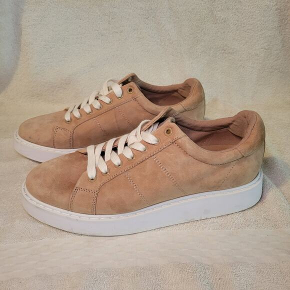 LAUREN RALPH LAUREN ANGELINE Beige Suede Women's Athletic Sneaker Shoe 8.5 - Picture 3 of 9